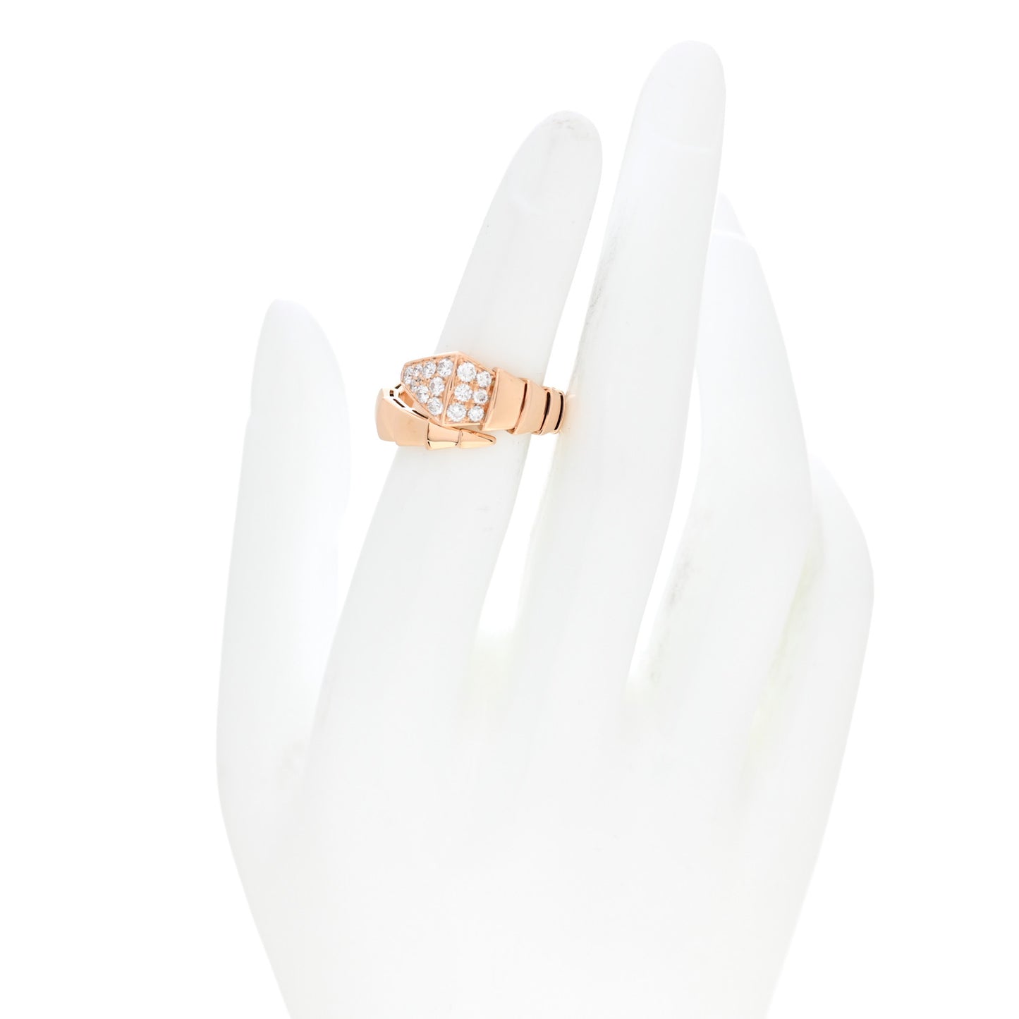 18K Rose Gold Diamond Serpenti Viper Ring S