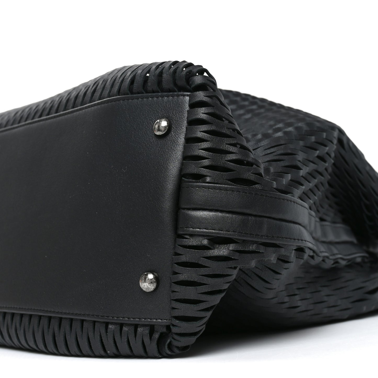 Calfskin Laser Cut Perforated CC Tote Black