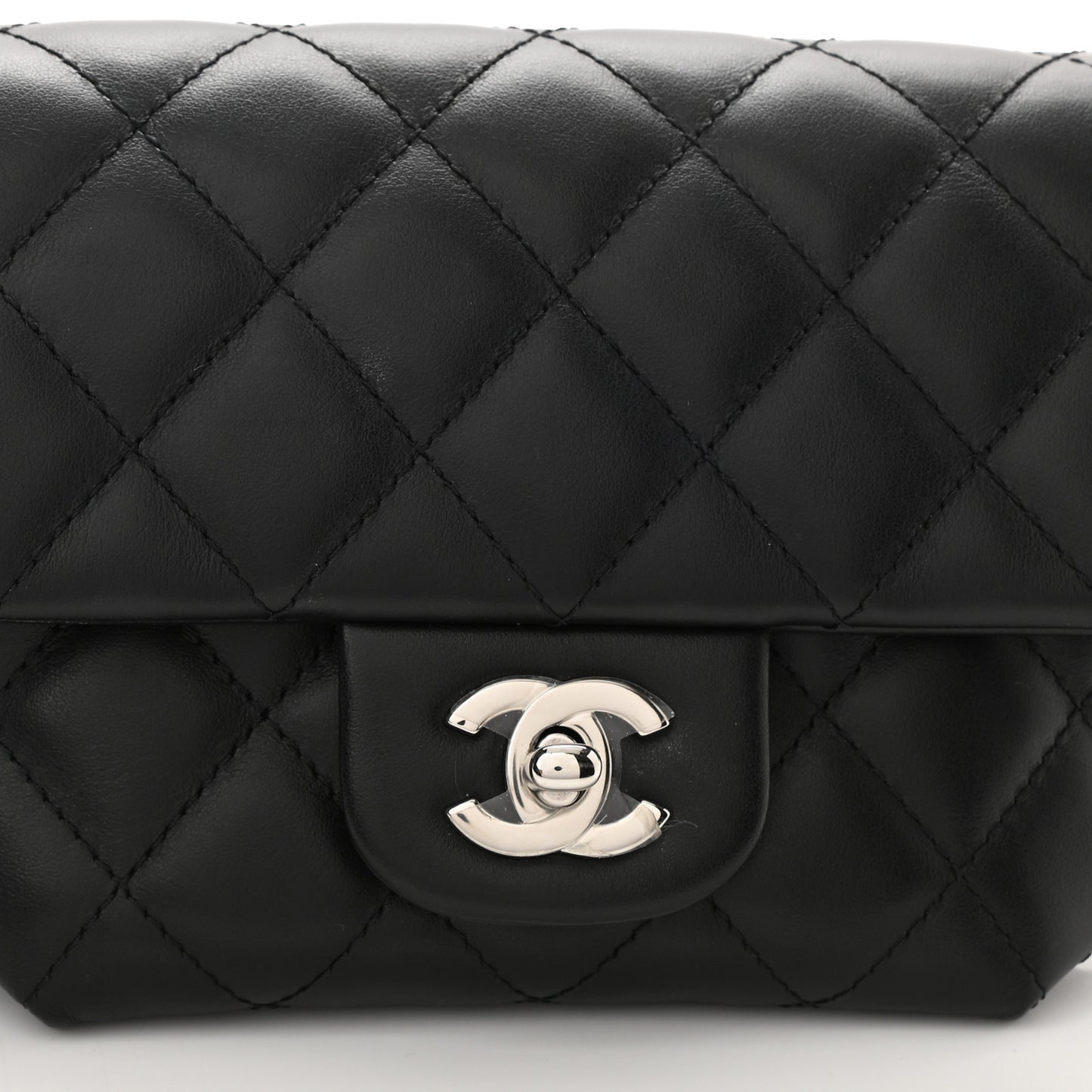 Calfskin Quilted CC Uniform Flap Belt Bag Black