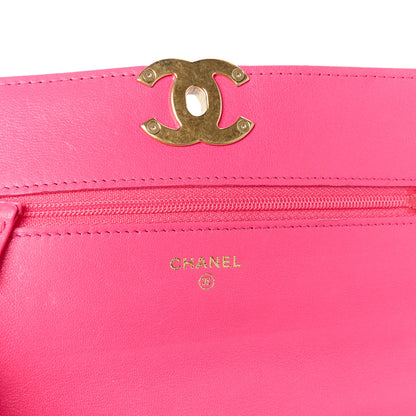 Chanel Lambskin Quilted Chanel 19 Wallet On Chain WOC Dark Pink 6 of 12