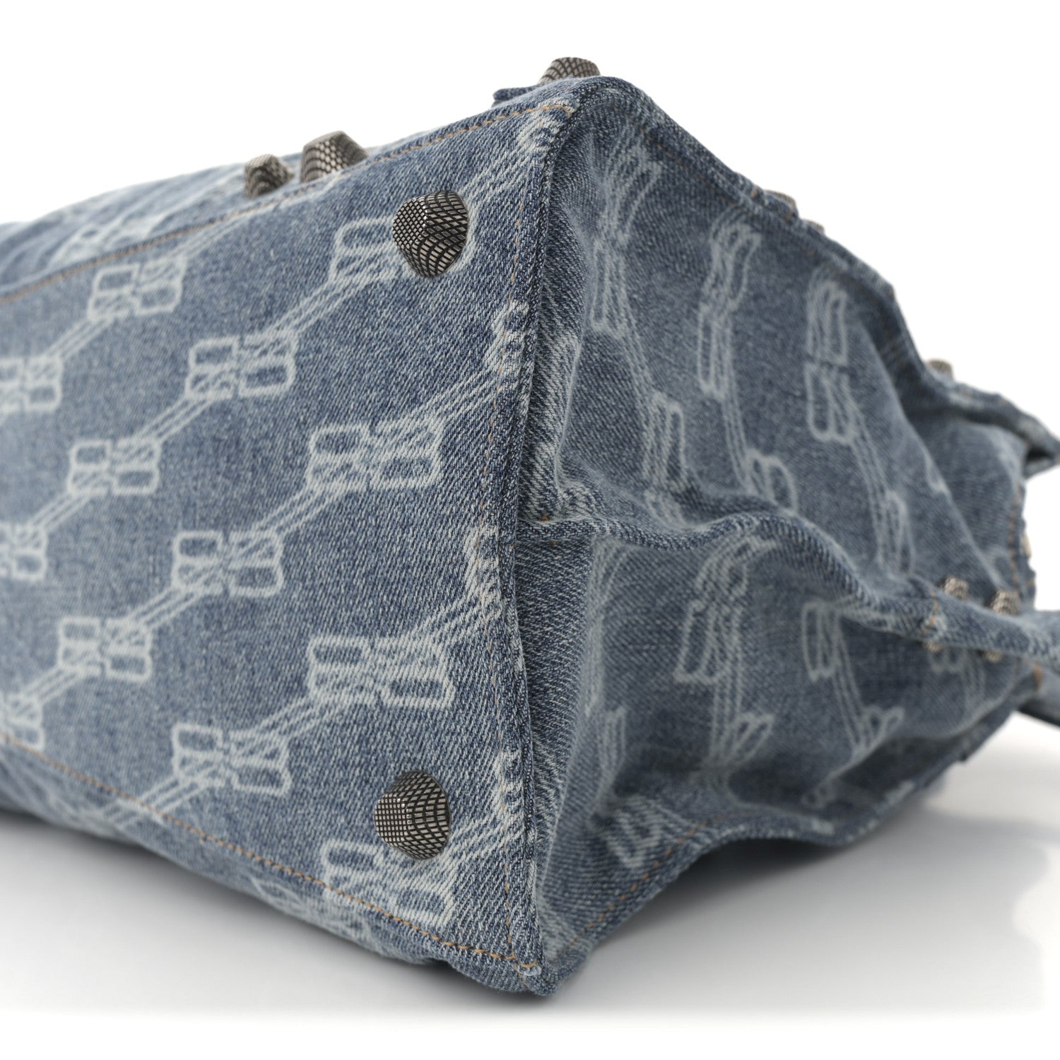 Balenciaga Denim BB Monogram Neo Cagole City Handbag Blue 11 of 11