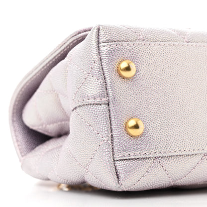 Chanel Metallic Caviar Quilted Extra Mini Coco Handle Flap Light Pink 10 of 12