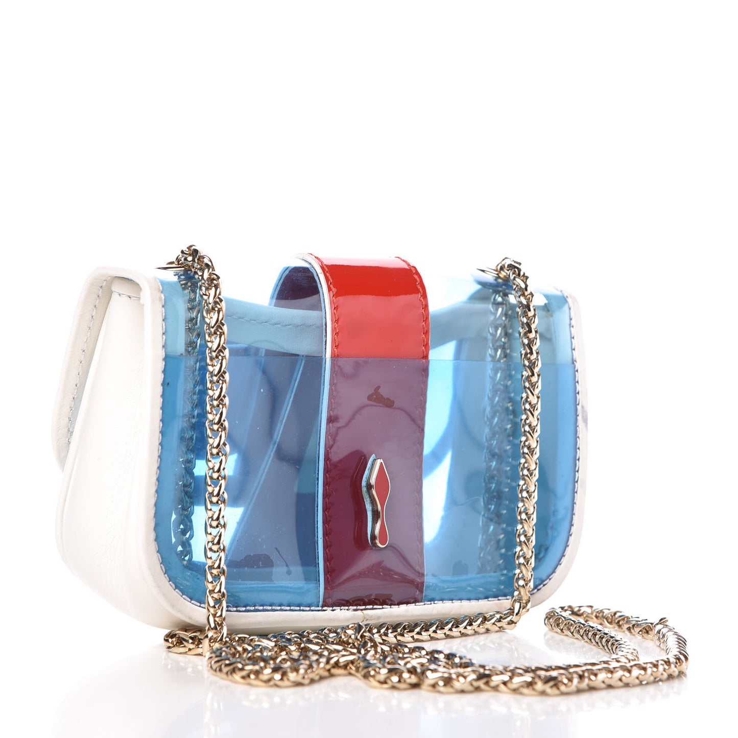 PVC Patent Spiked Sweety Charity Crossbody Bag Aquamarina Corazon
