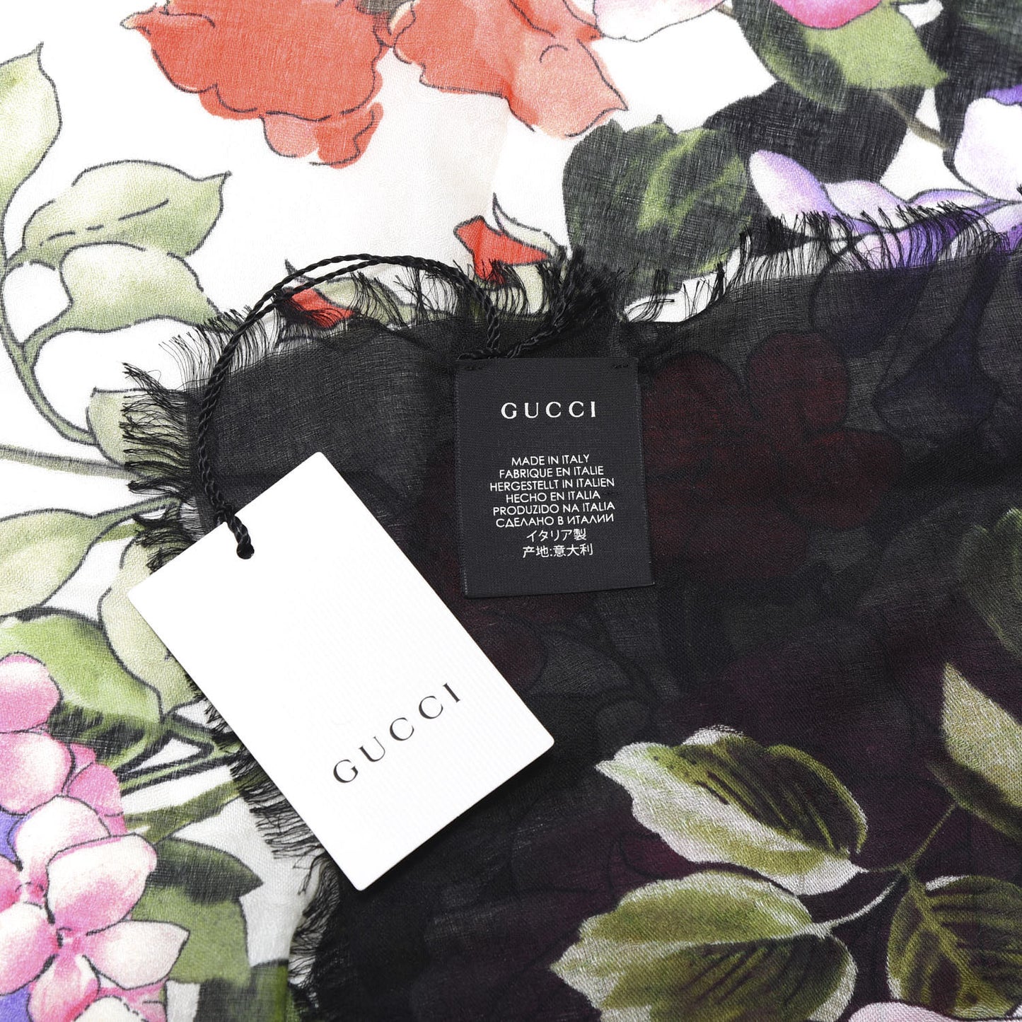 Wool Silk Rising Flowers Square Shawl White