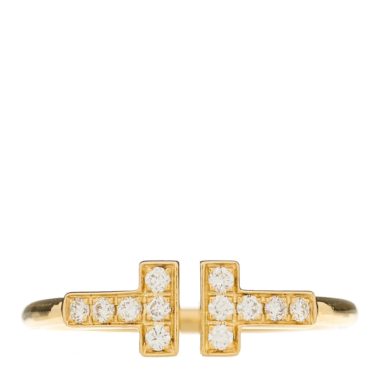 18K Yellow Gold Diamond T Wire Ring 52 6