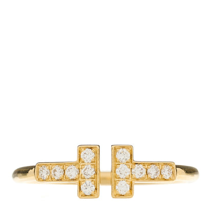 Tiffany 18K Yellow Gold Diamond T Wire Ring 52 6 1 of 5