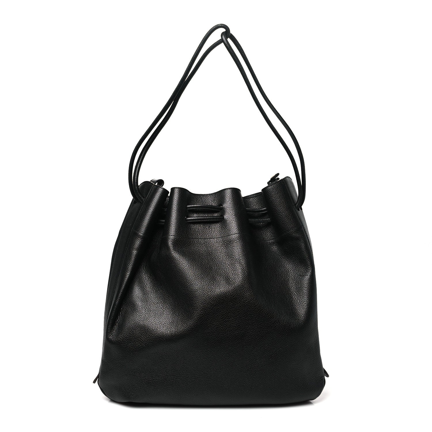 Delvaux Grained Calfskin Deux De Delvaux Bucket Bag Black 1 of 10