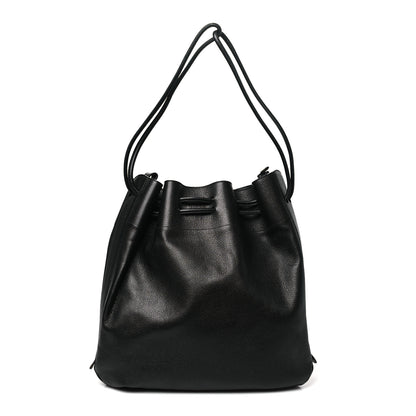 Delvaux Grained Calfskin Deux De Delvaux Bucket Bag Black 1 of 10