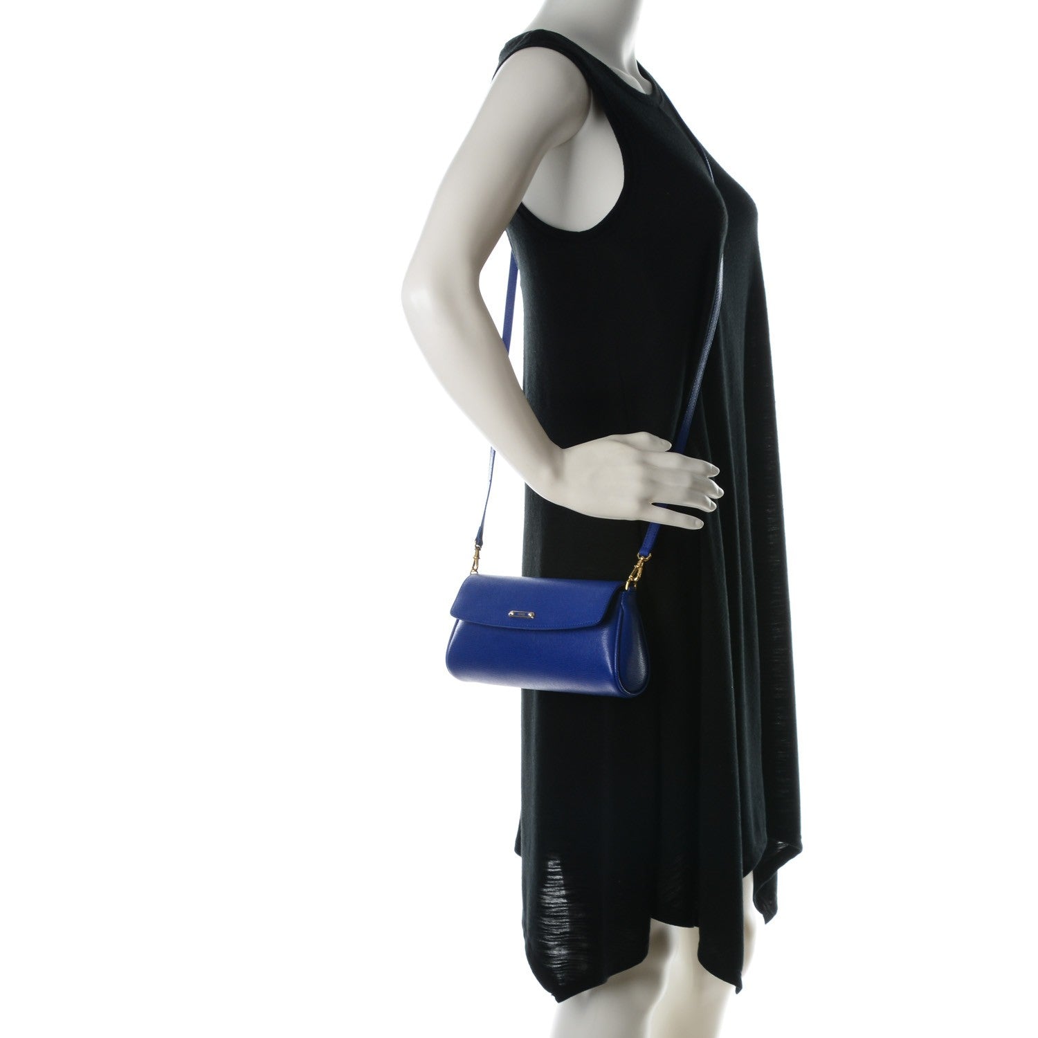Fendi Vitello Elite Flap Crossbody Bag Blue Neon 2 of 8