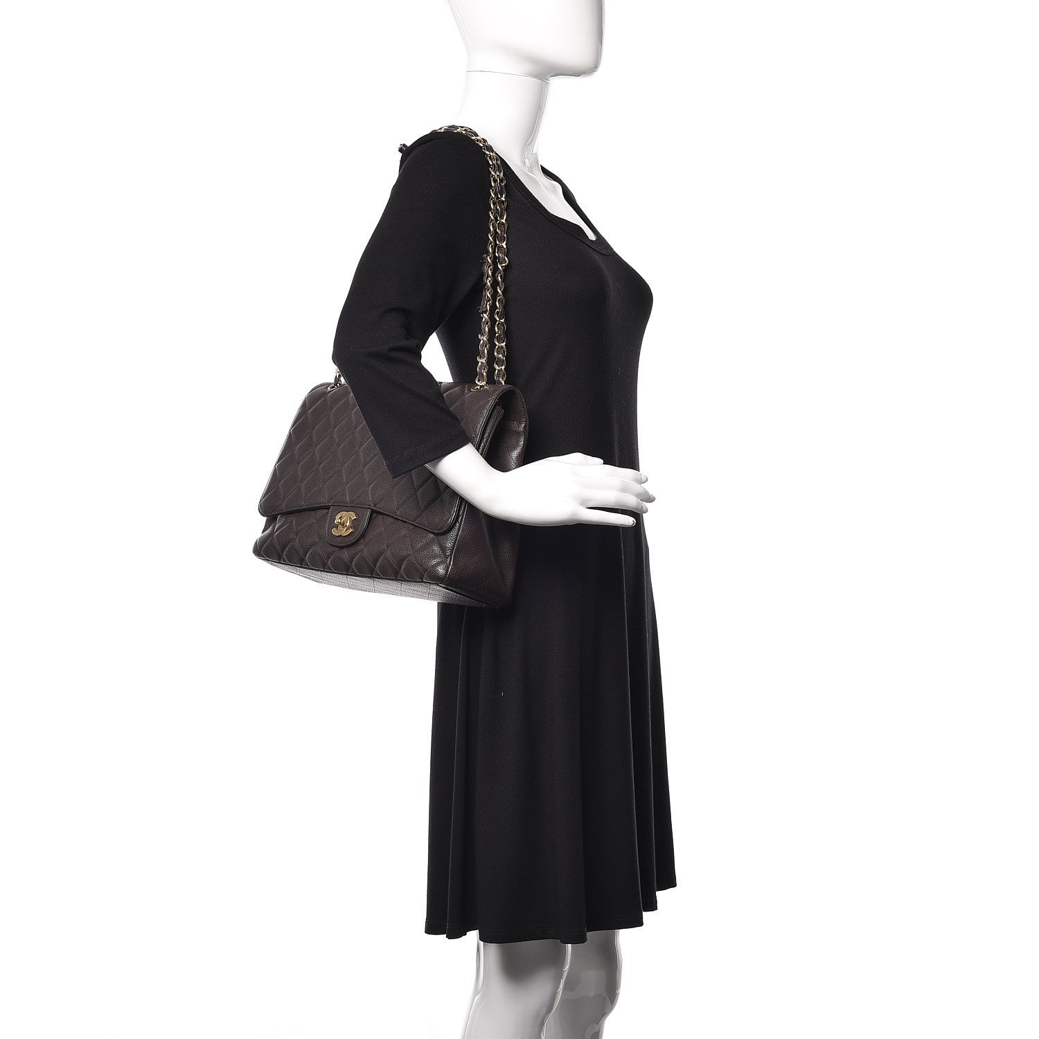 Chanel Caviar Quilted Maxi Single Flap Brown 2 of 11