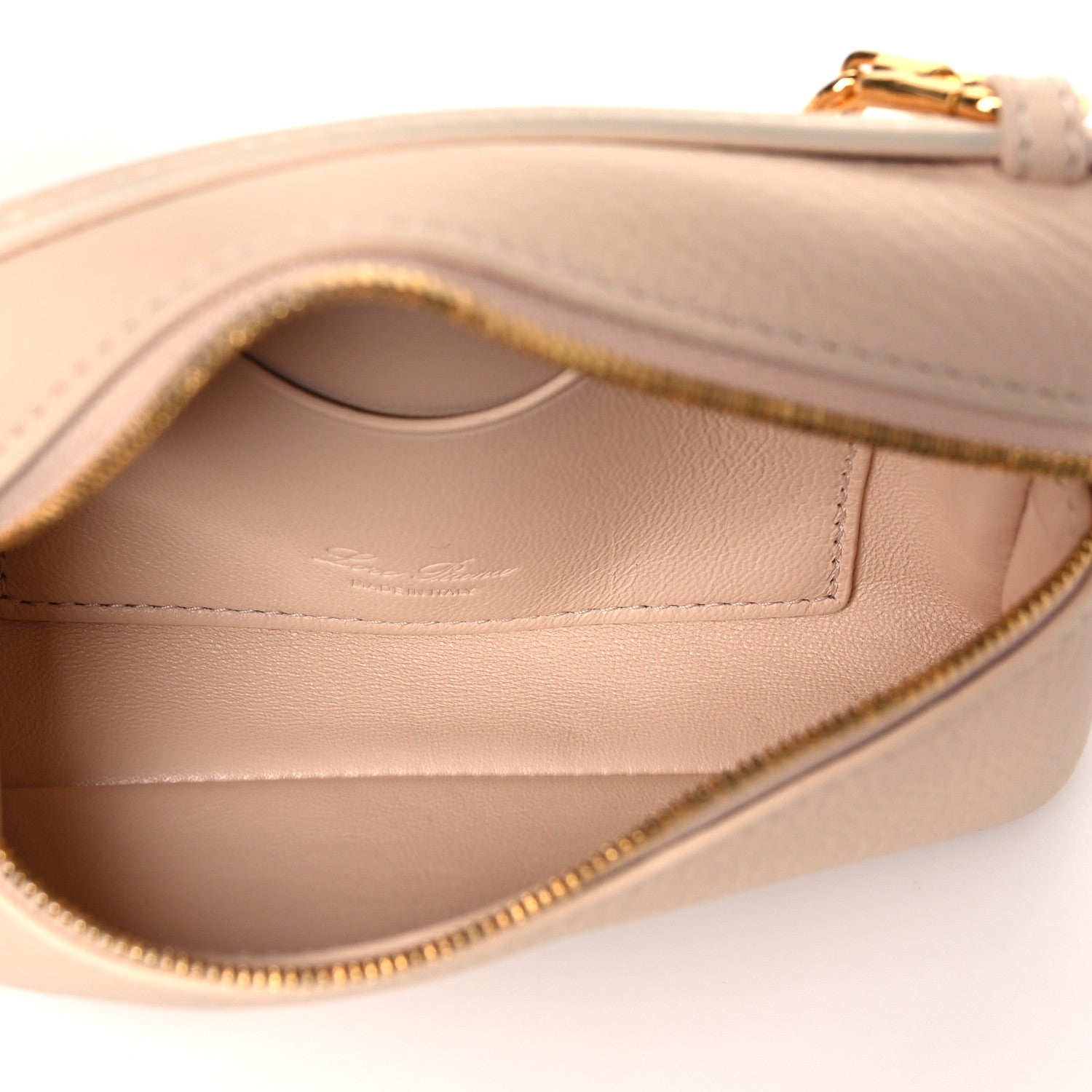 Loro Piana Grained Calfskin Extra Pocket Mini Pouch Creamed Honey 5 of 10