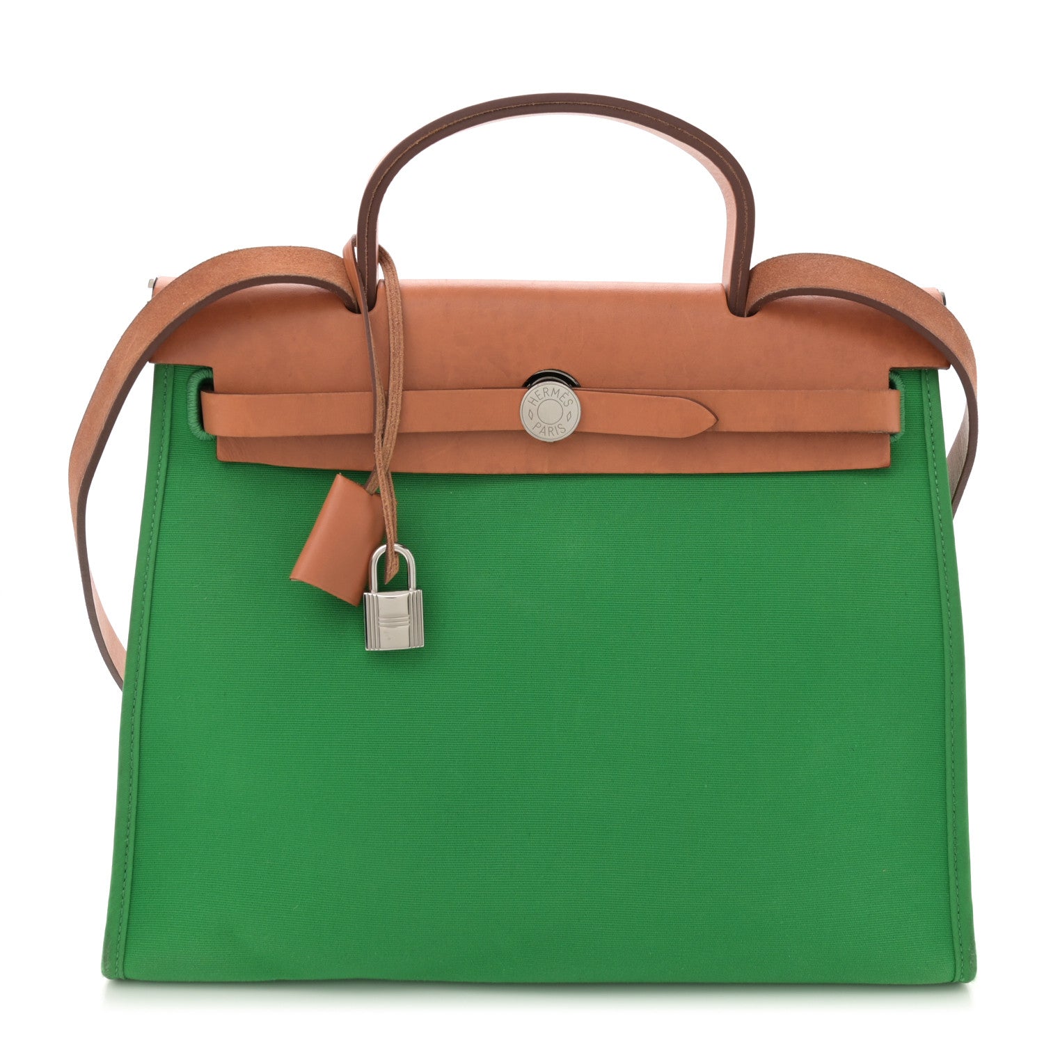 Hermes Vache Hunter Toile Herbag Zip 31 PM Bambou Natural 1 of 12