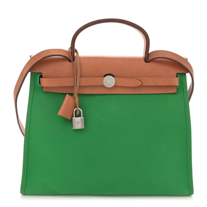 Hermes Vache Hunter Toile Herbag Zip 31 PM Bambou Natural 1 of 12