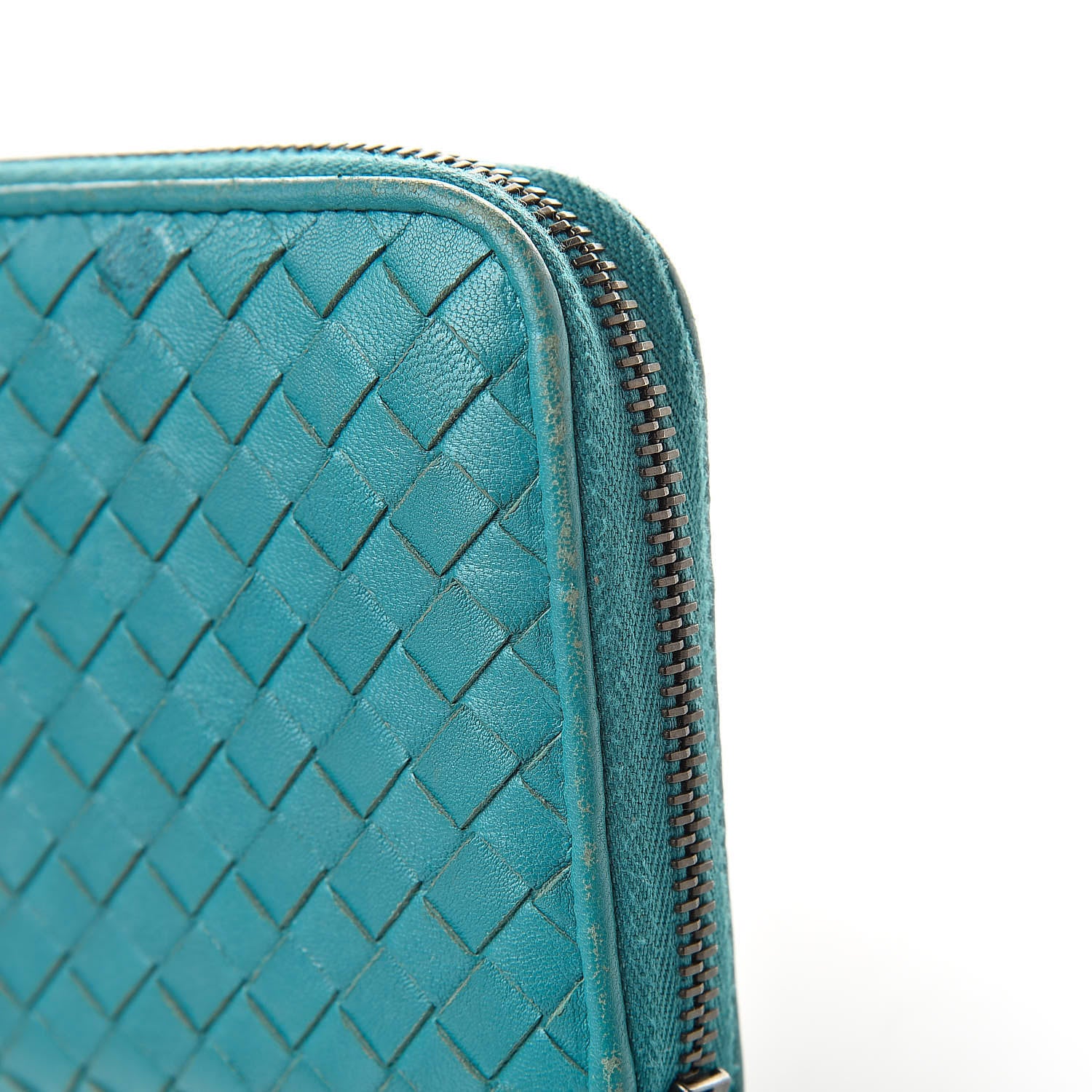 Bottega Veneta Nappa Intrecciato Zip Around Wallet Lagoon 10 of 11