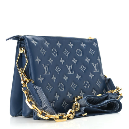 Louis Vuitton Lambskin Embossed Monogram Coussin PM Denim Blue 3 of 10