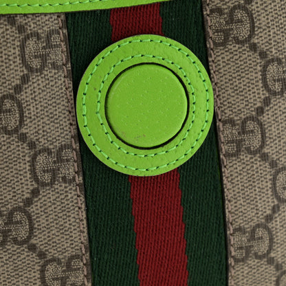 Gucci GG Supreme Monogram Web Small Ophidia Belt Bag Beige Ebony Electric Green 11 of 12