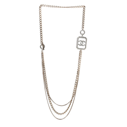 Chanel Crystal Chain CC Multi Strand Necklace Gold 2 of 4