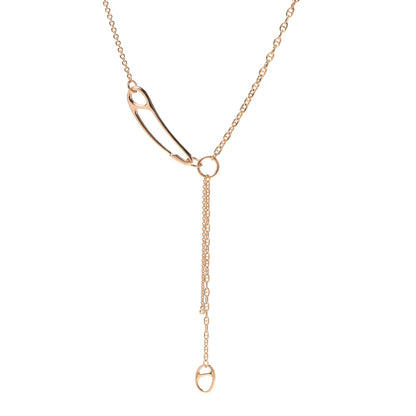 Hermes 18K Rose Gold Diamond GM Chaine d'Ancre Punk Lariat Necklace 1 of 5