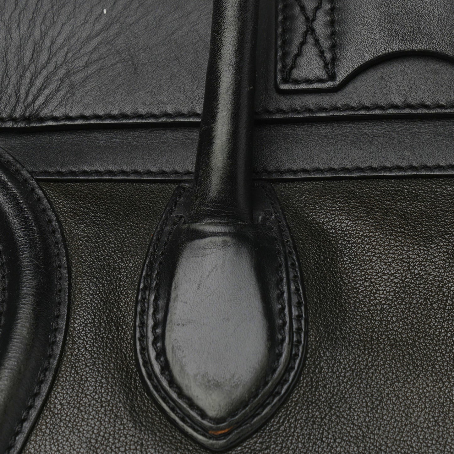 Smooth Calfskin Mini Bi-Color Luggage Forest Black
