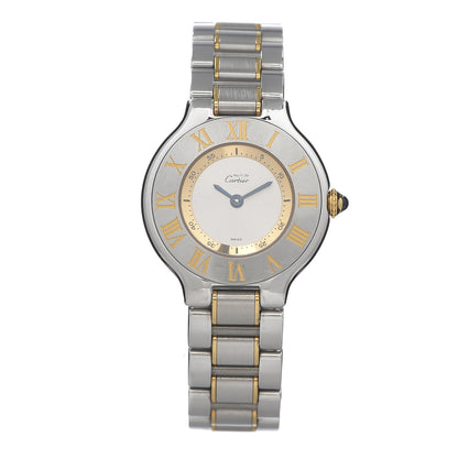 Cartier Stainless Steel 18K Yellow Gold 28mm Must De 21 Quartz Watch 1 of 5