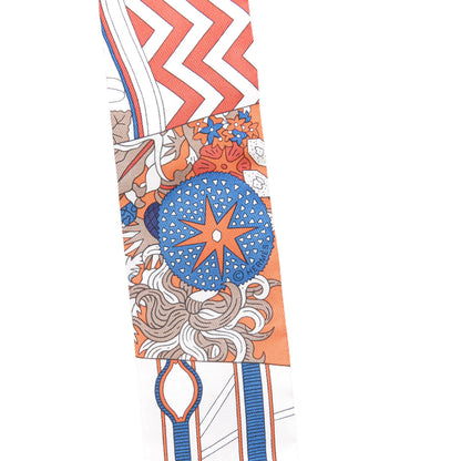 Hermes Silk De l'Ombrelle Aux Duels Twilly Bleu Potiron Creme 3 of 5