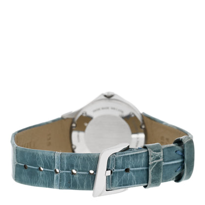 Tiffany Stainless Steel Alligator Diamond Bezel 28mm Metro Quartz Watch Ice Blue 3 of 5