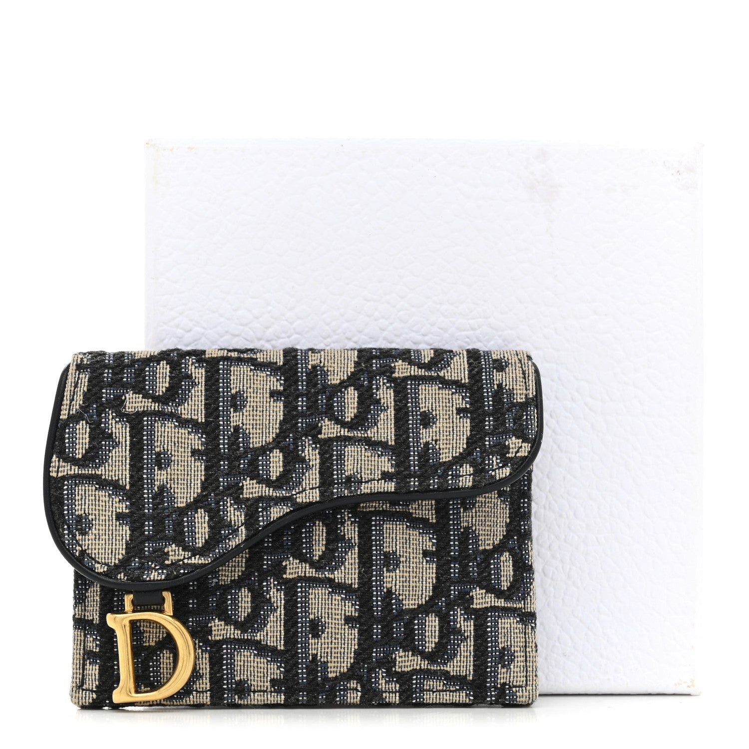 Christian Dior Oblique Saddle Card Holder Blue 9 of 9