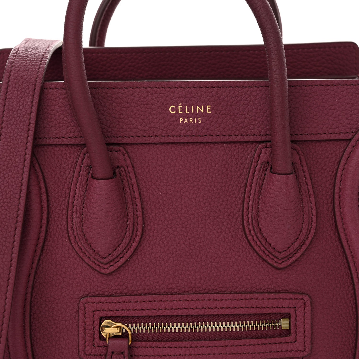 Celine Drummed Calfskin Nano Luggage Plum 8 of 12