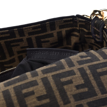 Fendi Fabric Jacquard FF 1974 Medium Baguette Tobacco Moro Black 10 of 12