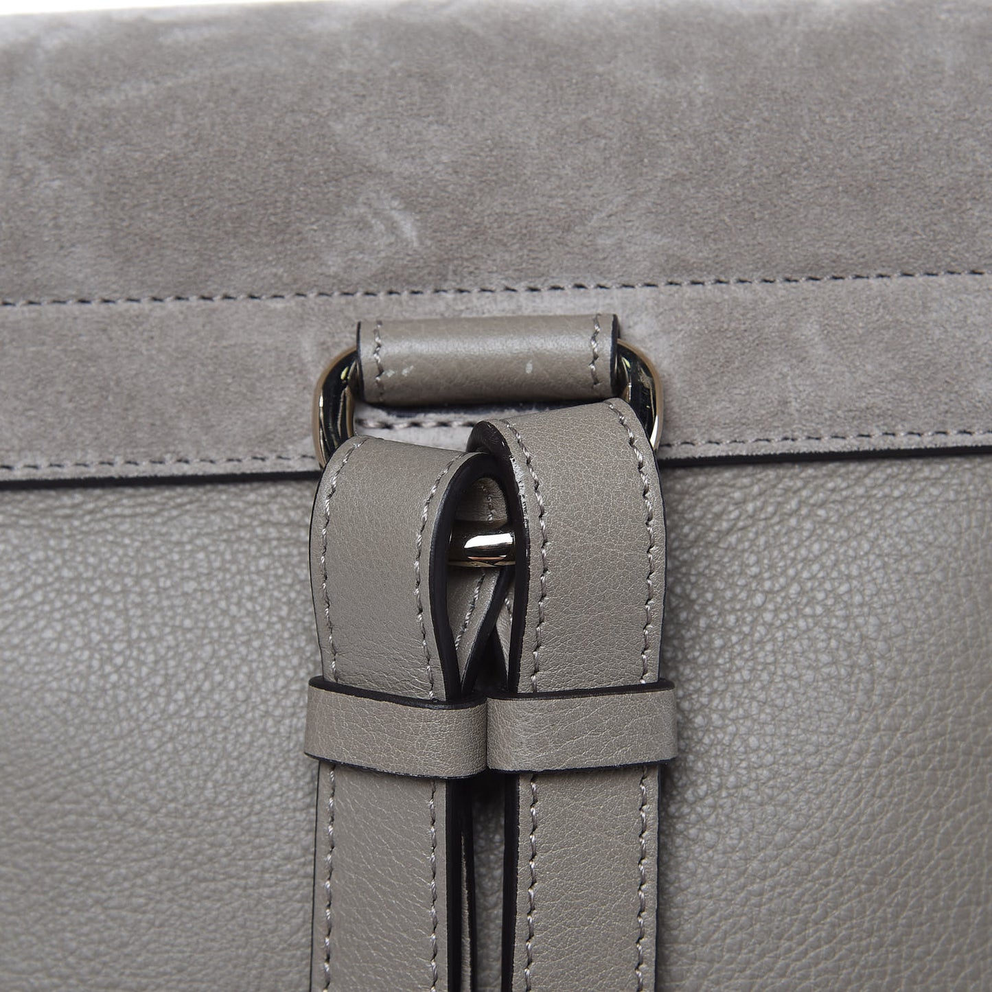 Suede Calfskin Small Faye Backpack Motty Grey