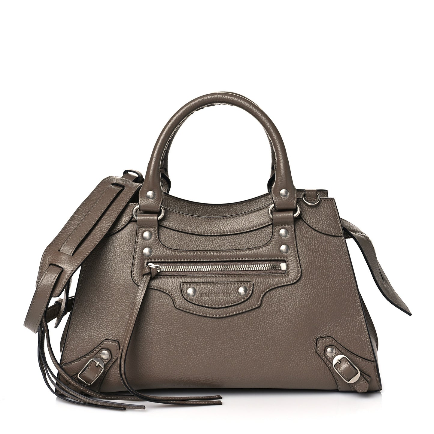 Grained Calfskin Neo Classic Silver Hardware S City Mink Grey