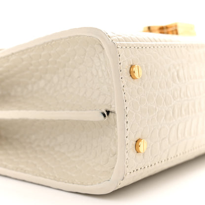 Saint Laurent Crocodile Embossed Mini Classic Monogram Cassandra Top Handle Crema Soft 8 of 15