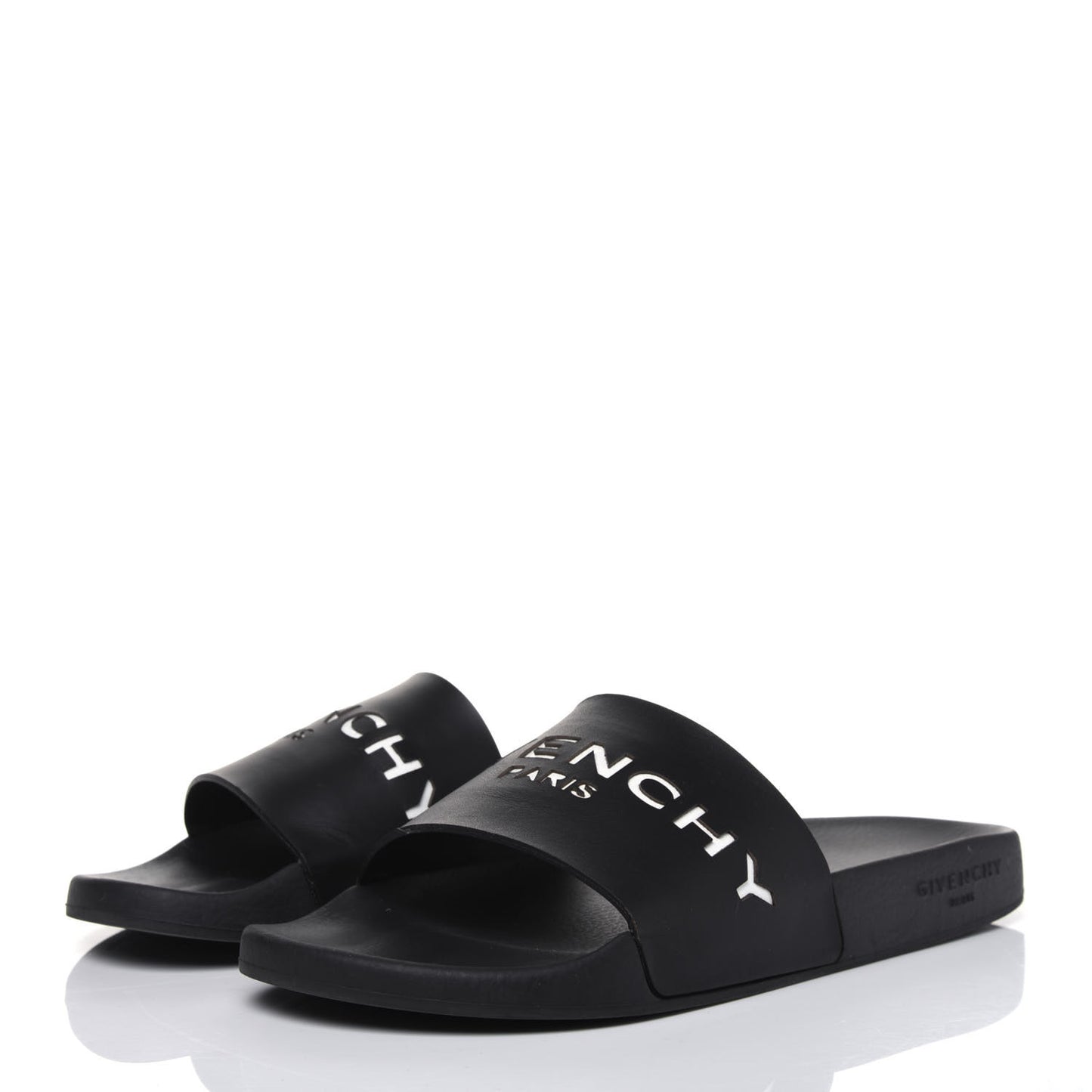 Rubber Logo Pool Slide Sandals 41 Black
