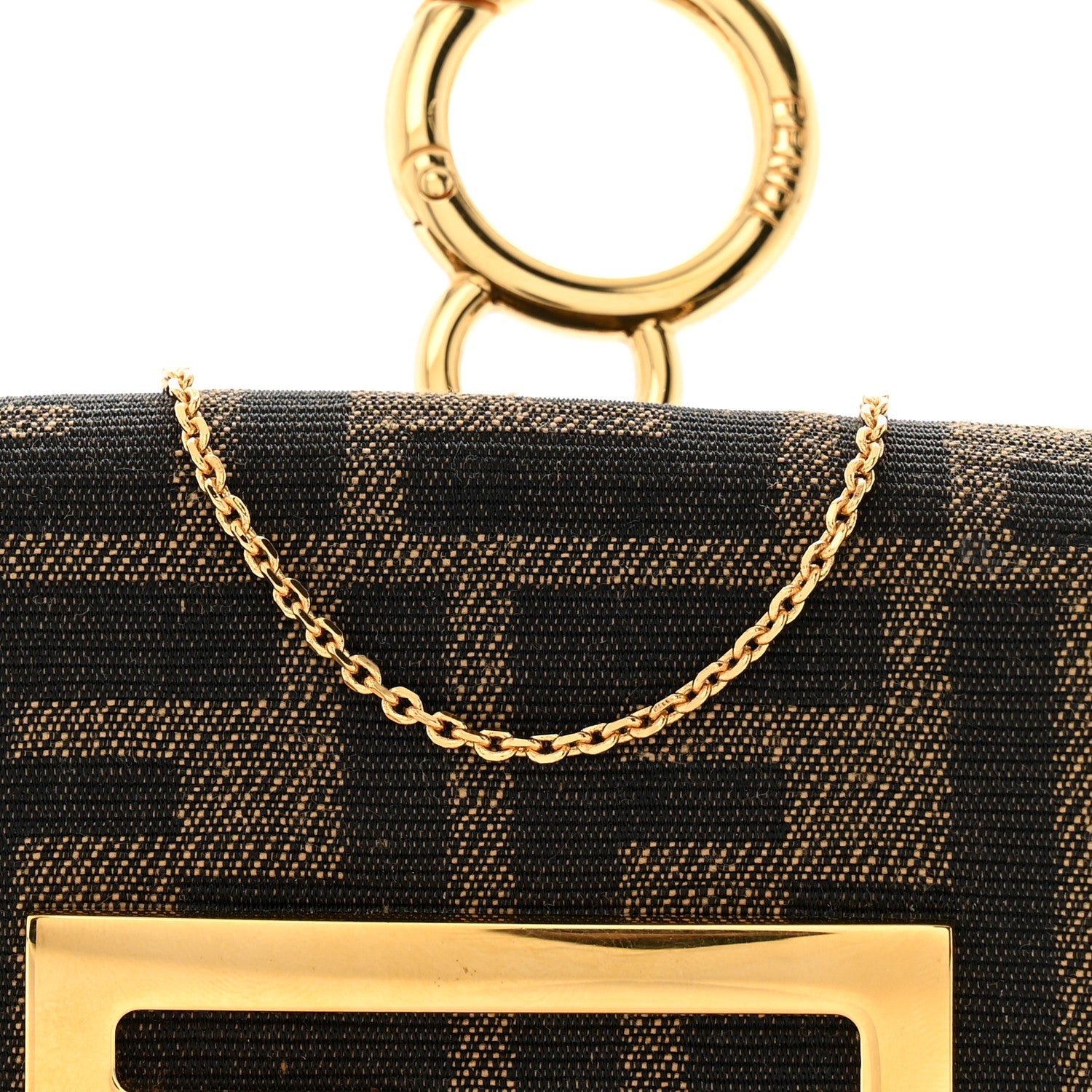Fendi Fabric Jacquard FF 1974 Nano Baguette Charm Tobacco Moro Black 8 of 13