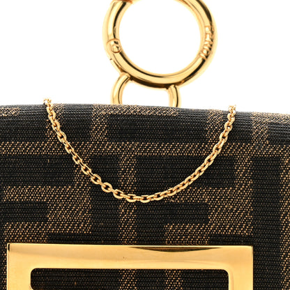 Fendi Fabric Jacquard FF 1974 Nano Baguette Charm Tobacco Moro Black 8 of 13