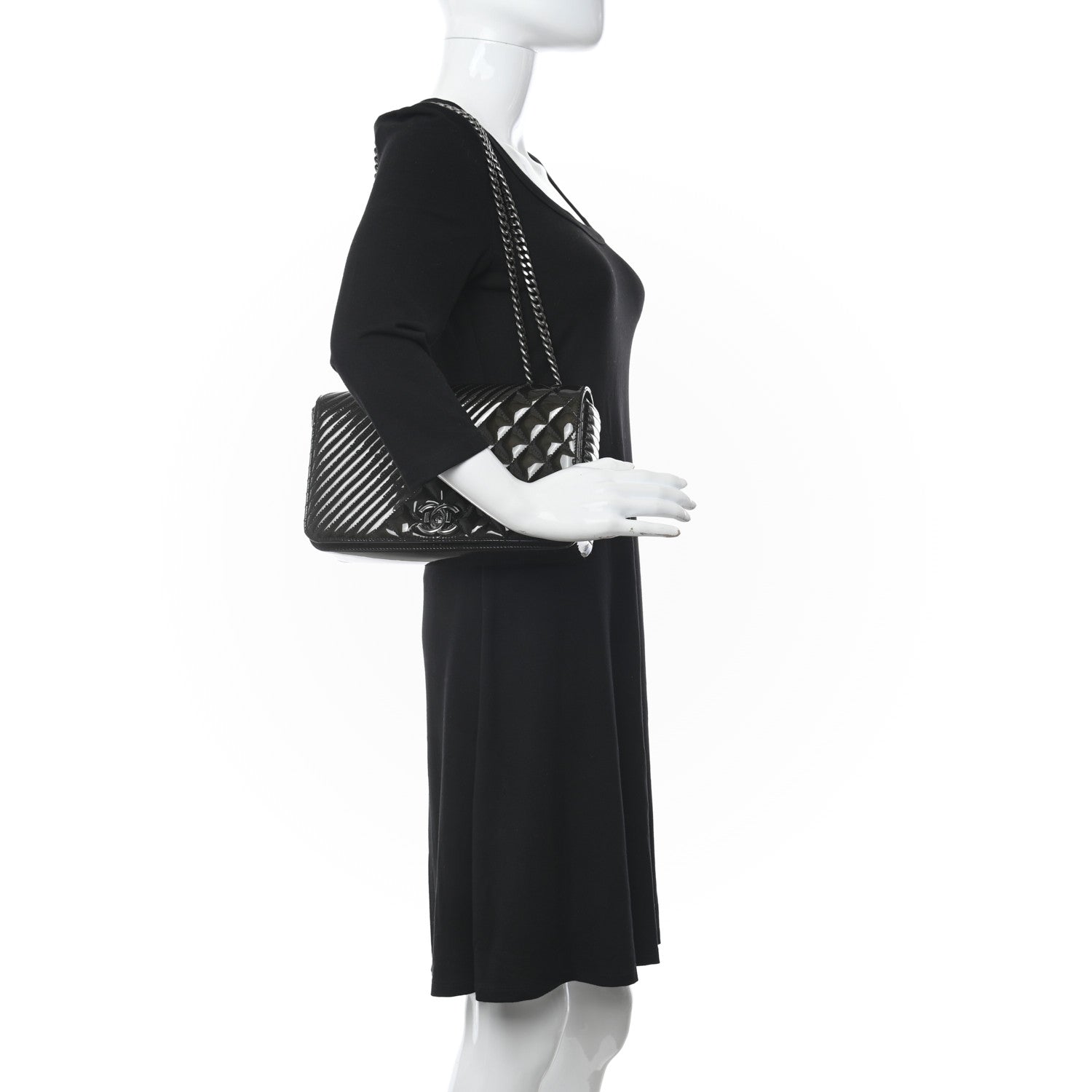 Chanel Patent Quilted Medium Coco Boy Flap Dark Green 2 of 10