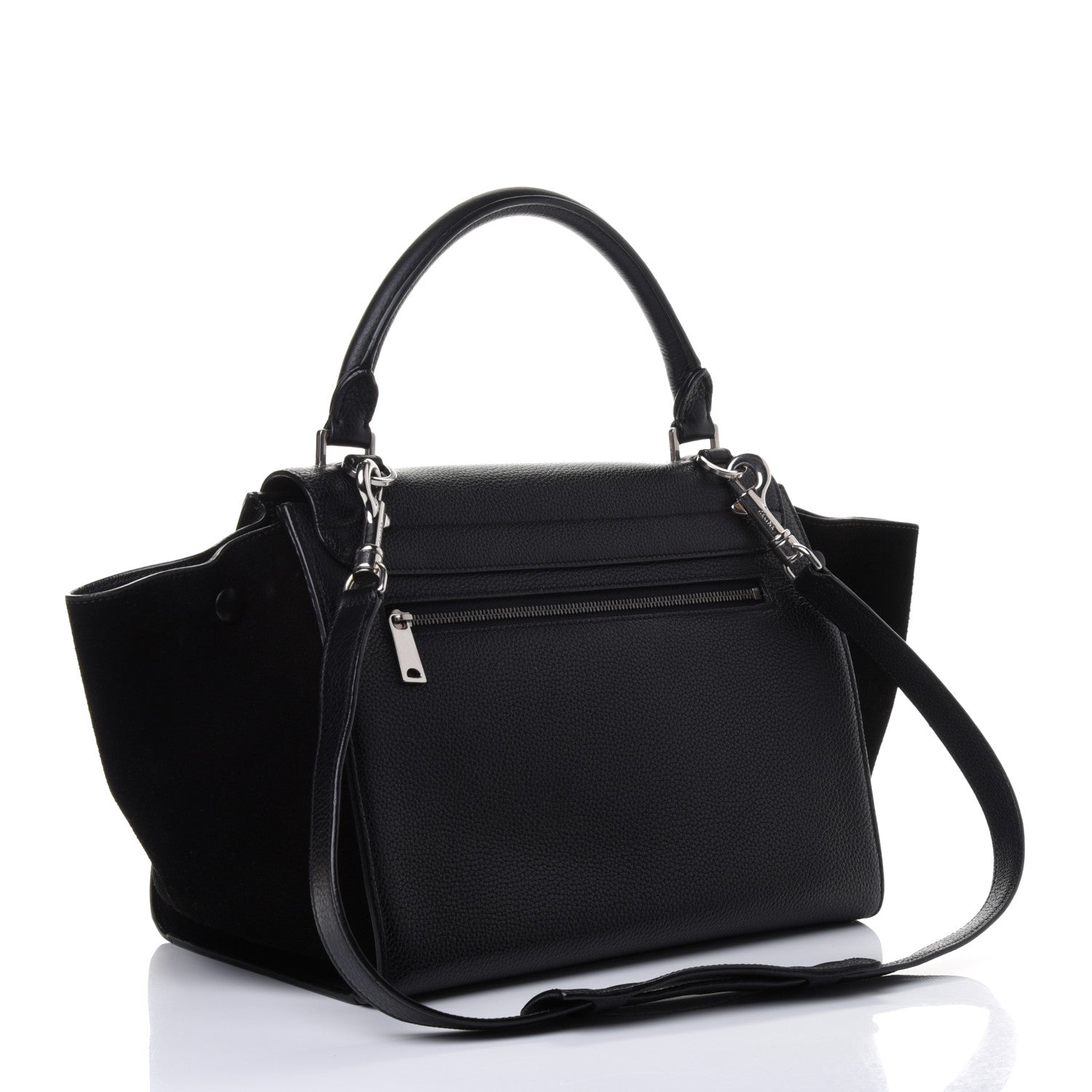 Celine Drummed Calfskin Suede Small Trapeze Black 2 of 4