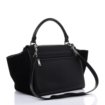 Celine Drummed Calfskin Suede Small Trapeze Black 2 of 4