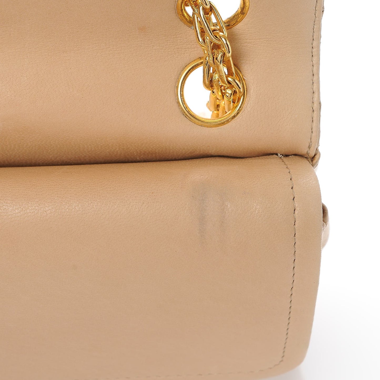 Lambskin Quilted Medium Bijoux Chain Double Flap Beige