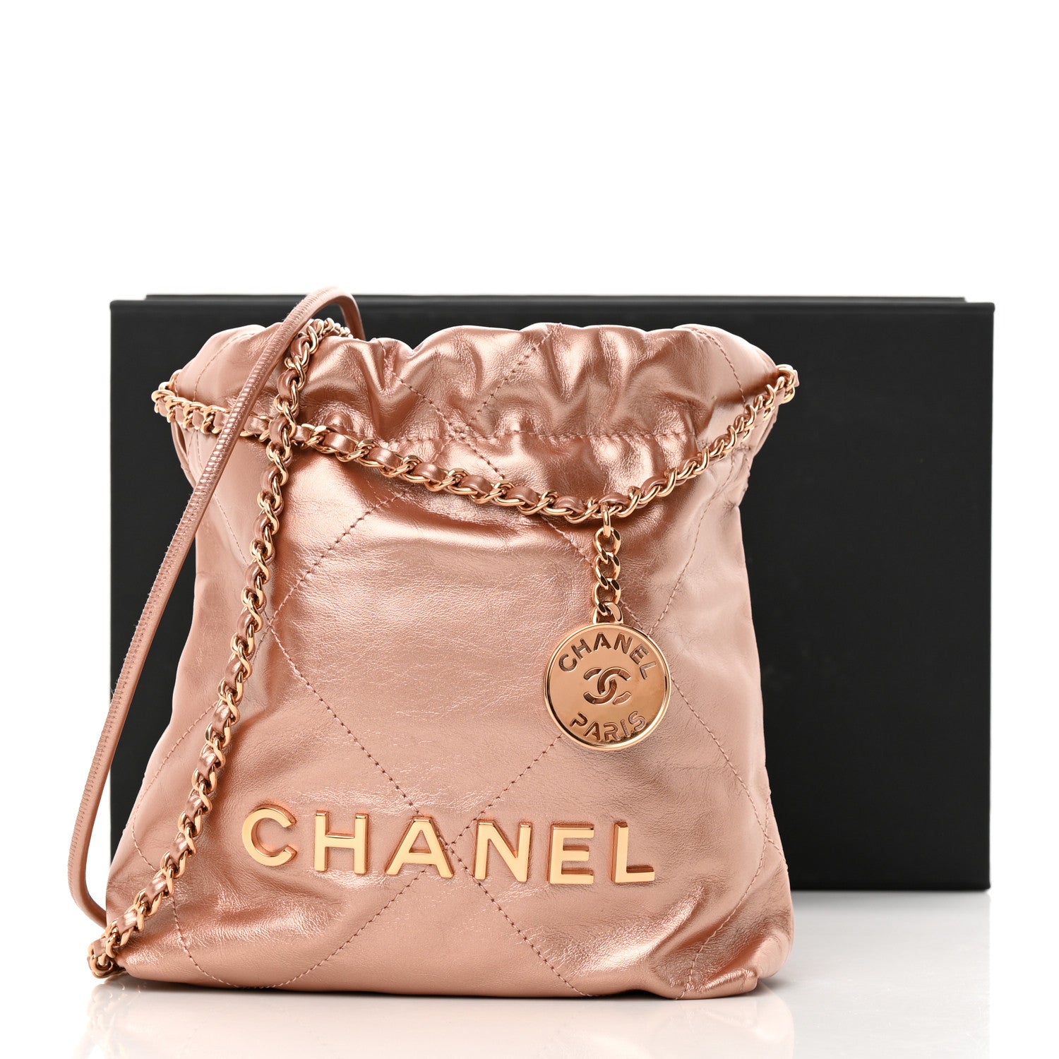 Chanel Metallic Calfskin Quilted Mini Chanel 22 Copper 11 of 11