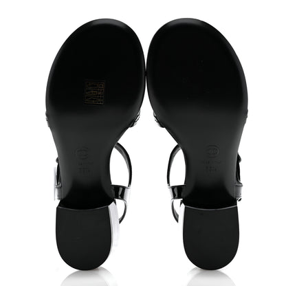 Chanel Patent CC Logo Thong Sandals 39.5 Black 6 of 10