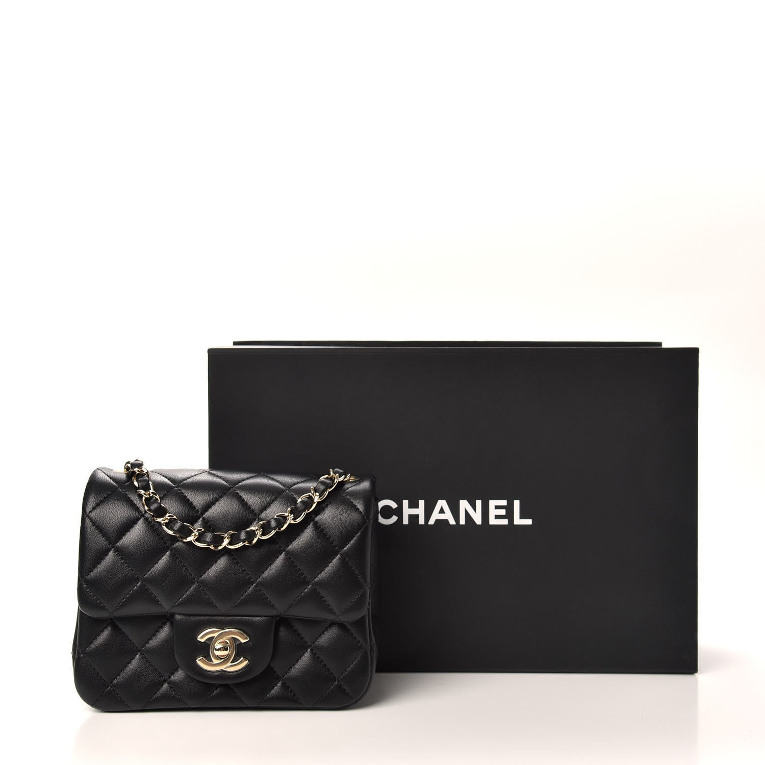 Chanel Lambskin Quilted Mini Square Flap Black 10 of 10