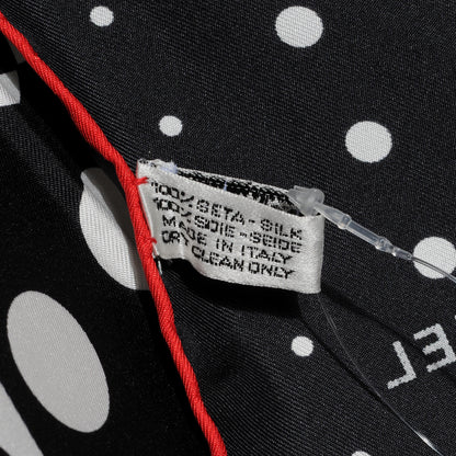 Chanel Silk Polka Dot CC Scarf Black White Red 6 of 7