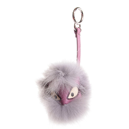 Fendi Fox Fur Vitello Mini Prisma Monster Bag Charm Lilac Perla 1 of 6