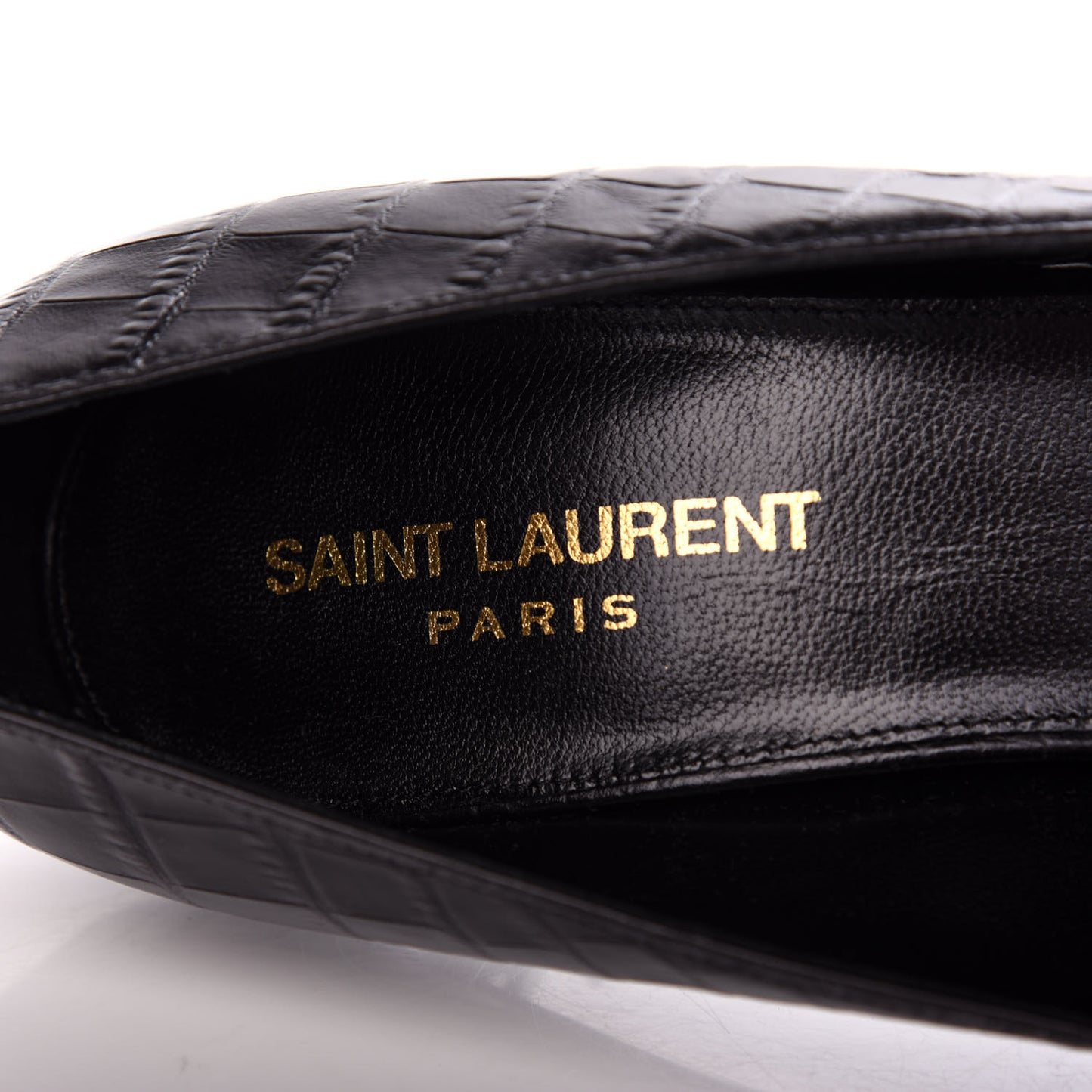 Calfskin Crocodile Embossed Opyum Pumps 38 Black