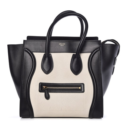 Celine Smooth Calfskin Shrunken Lambskin Mini Bi-Color Luggage Black White 1 of 12