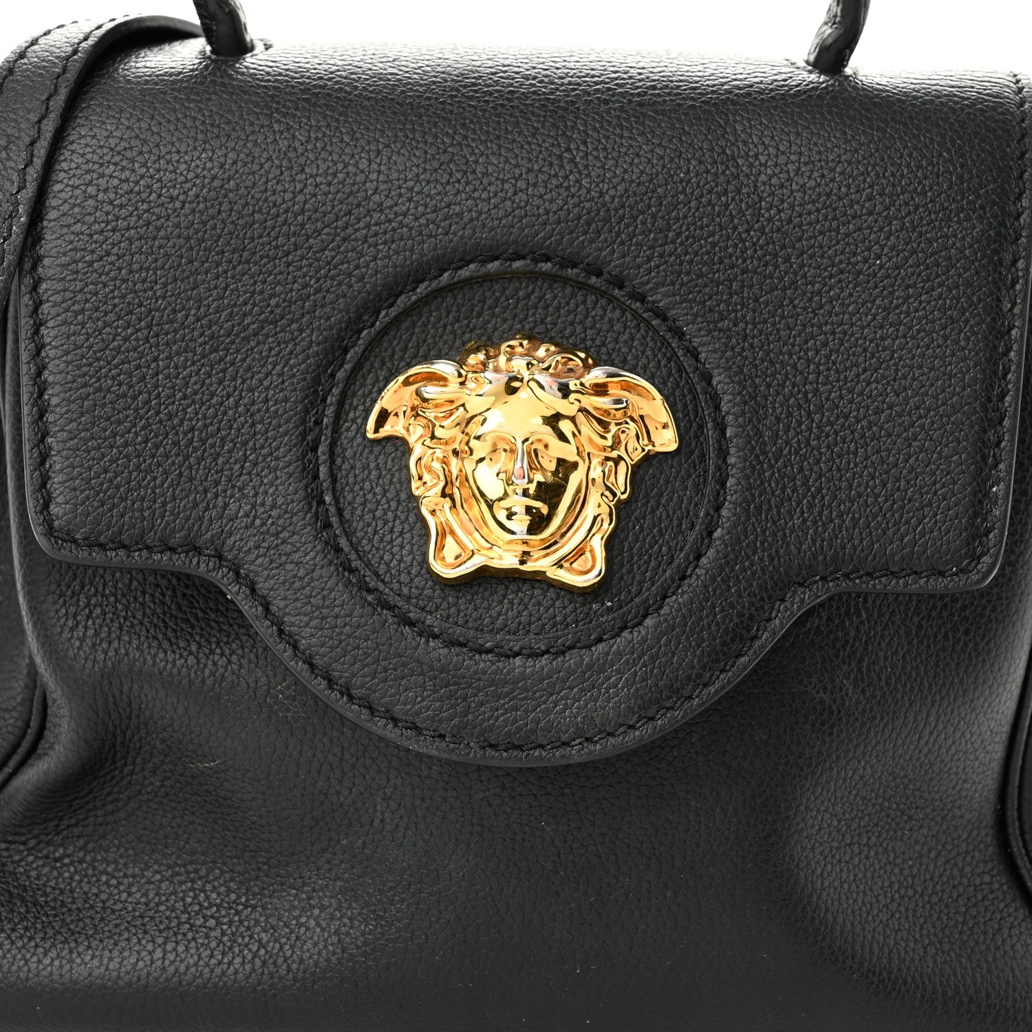 Versace Grained Calfskin Small La Medusa Top Handle Bag Black 7 of 10