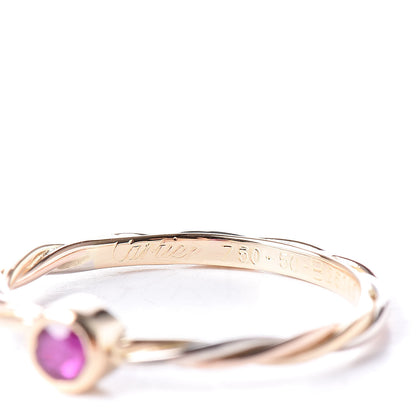 Cartier 18K Yellow Pink White Gold Ruby Cable Twist Ring 50 5 5 of 5