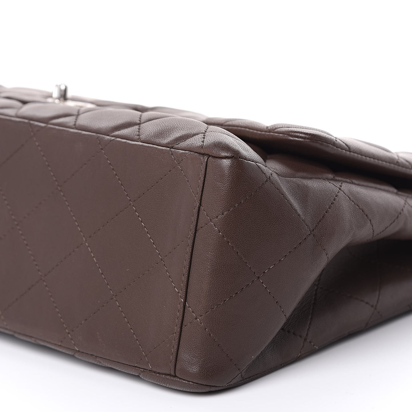 Lambskin Quilted Maxi Single Flap Brown