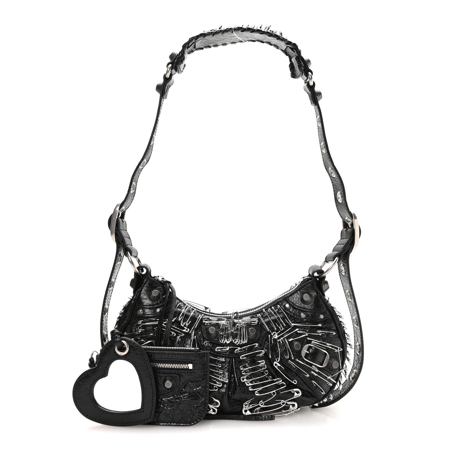 Agneau Arena Used Effect Le Cagole Shoulder Bag XS Black